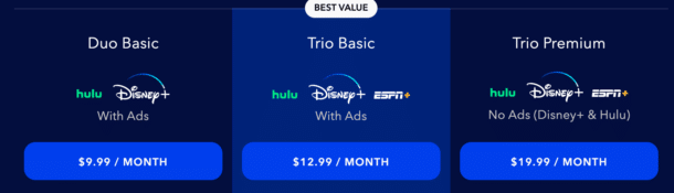 Disney+ bundle pricing example