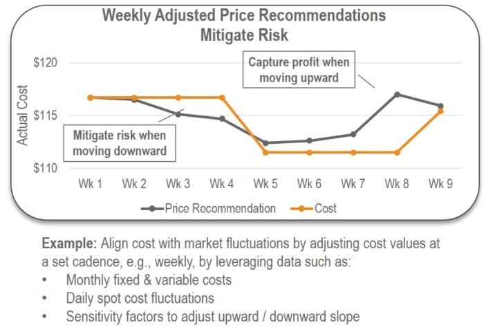 Cadence-adjusted price recommendation mitigate risk